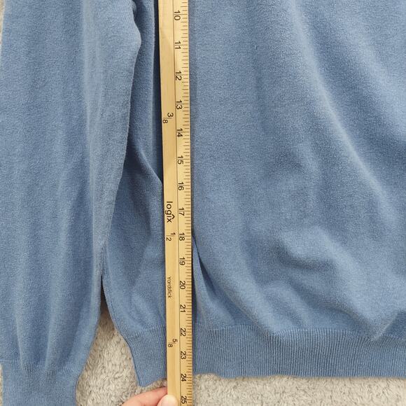 J Crew Blue Soft Crew Neck Pullover Sweater Medium Cotton Cashmere Blend Casual - Picture 4 of 11